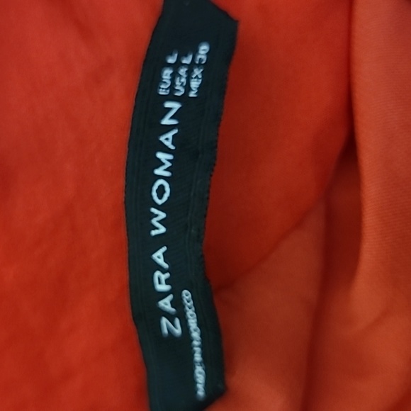 Zara Blouse Size Large Red Mock Neck Ruffle Detail Festive Holiday Party EUC - Picture 10 of 11